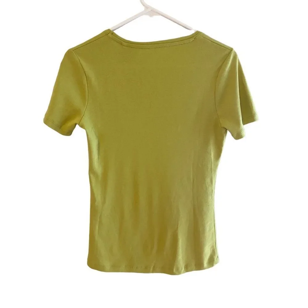 Nasty Gal Lime Green V Neck T Shirt Size 10 - Picture 6 of 9
